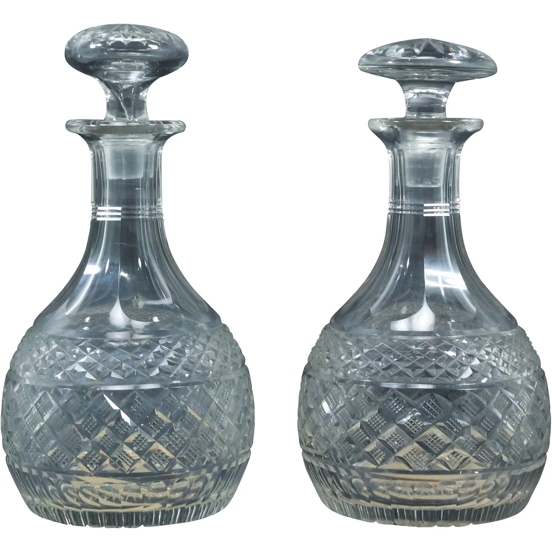 [2] Cut Glass Crystal Liquor Decanters with Stoppers 10.5 in. height (1 of 20)