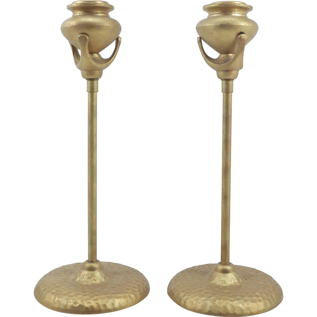 Pair of Arts and Crafts Style Candlestick Holders with Hammered Bases 16 inches height (1 of 19)