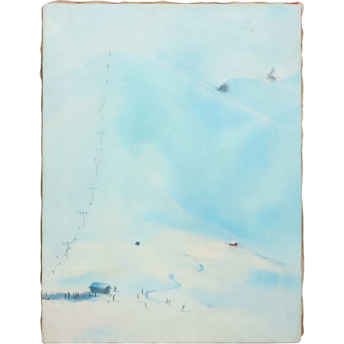 20th C. Oil on Canvas Painting SKI Mountain: 20th C. Oil on Canvas Painting SKI Mountain. size: 24 x 18