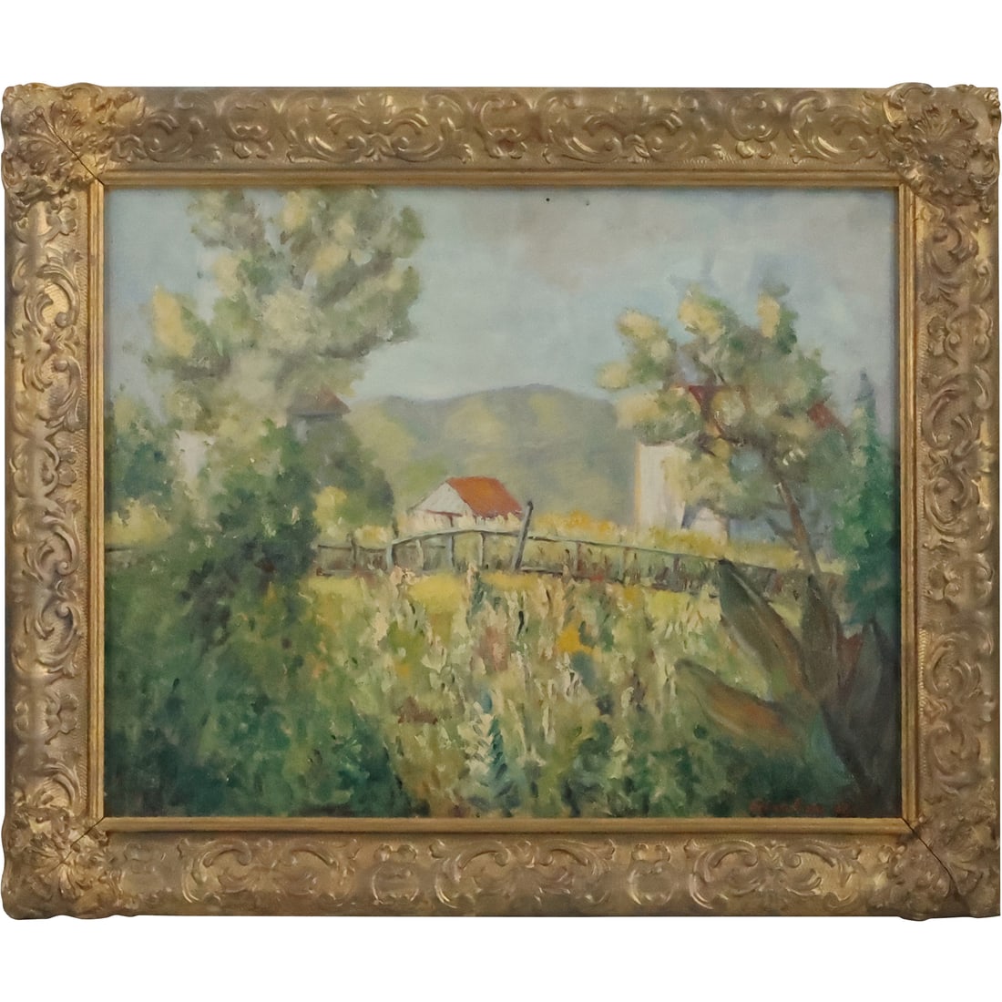Salem Paster 1938, Oil on Canvas Painting Vegetation Field Landscape, Framed (1 of 20)