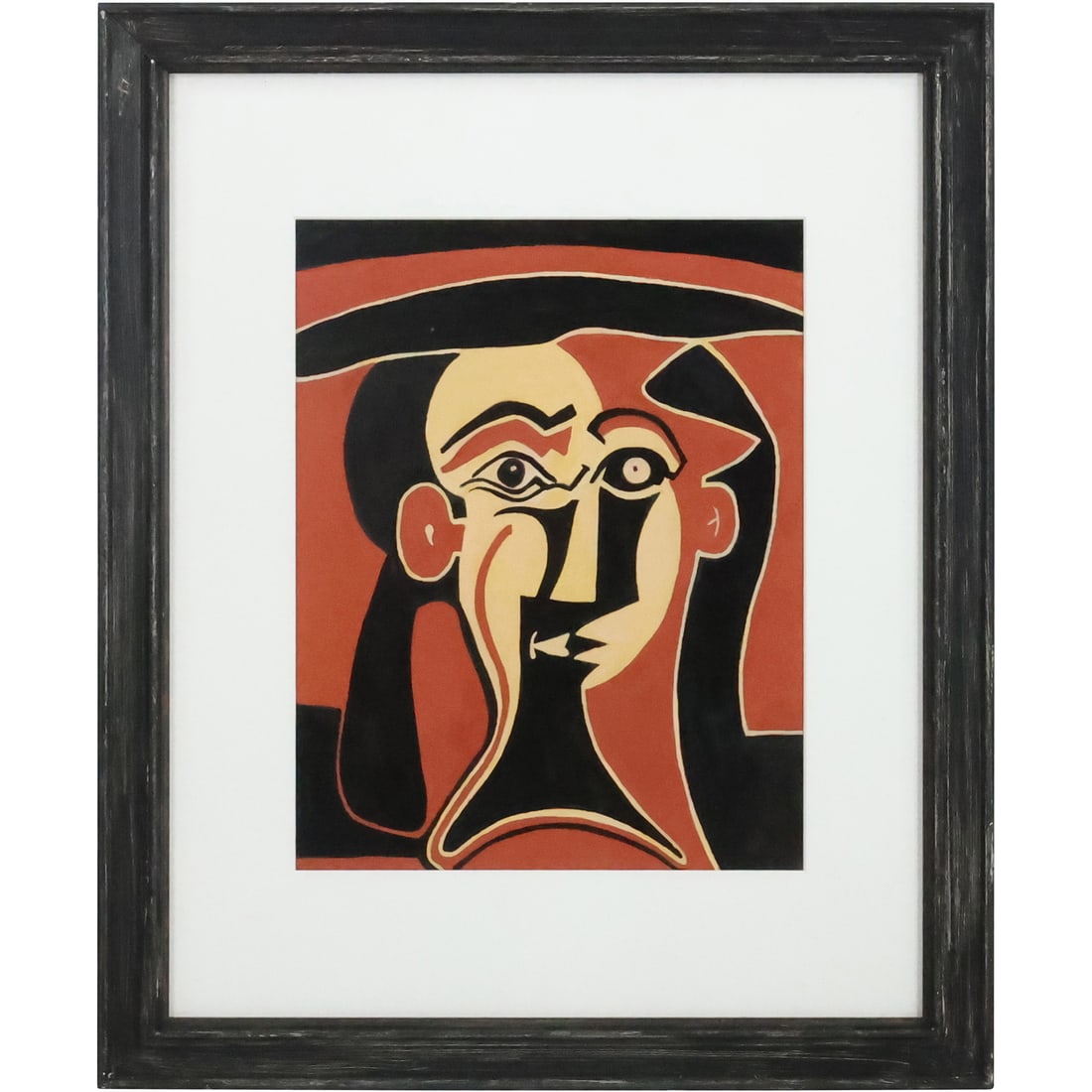 Picasso Style Abstract Face Portrait Oil Painting, Unsigned, Framed (1 of 20)