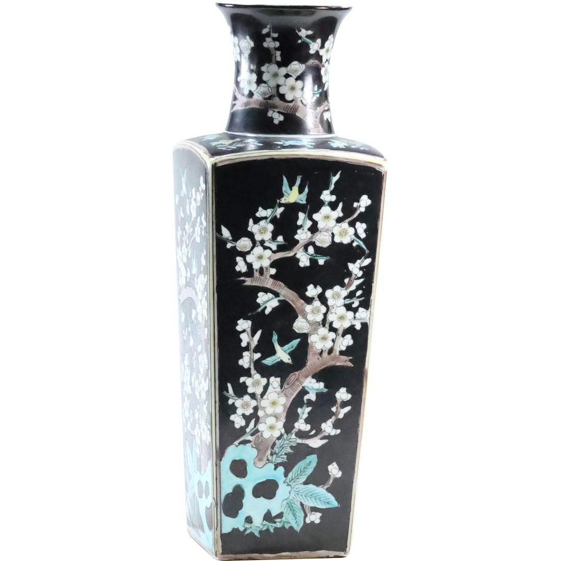 Fine Chinese Porcelain Tall Vase with Dogwood Tree Pattern 15 inches height: Fine Chinese Porcelain Tall Vase with Dogwood Tree Pattern 15 inches height. size: 15 x 5 x 5