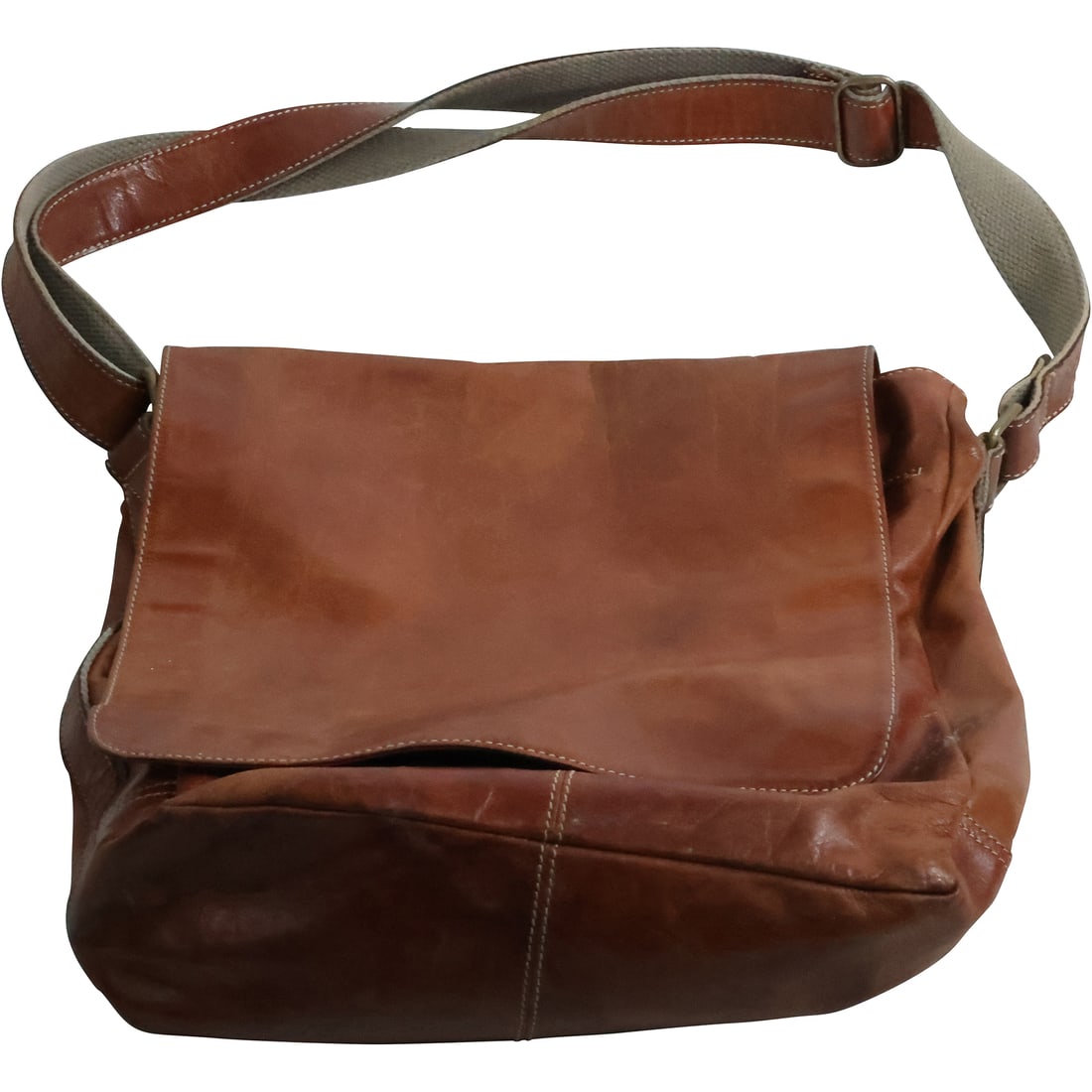 Fossil, Brown Leather Hand Bag / Satchel 14 in. x 14 in. (1 of 20)
