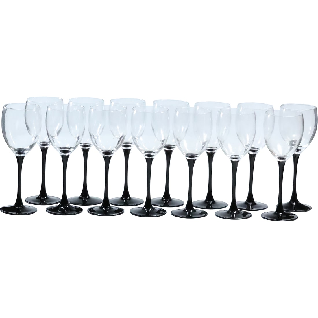 [14] Black Stem and Base Wine Glasses Clear Crystal Tops 7.75 in. height x 2.75 in.: [14] Black Stem and Base Wine Glasses Clear Crystal Tops 7.75 in. height x 2.75 in. size: 7.75 x 2.75