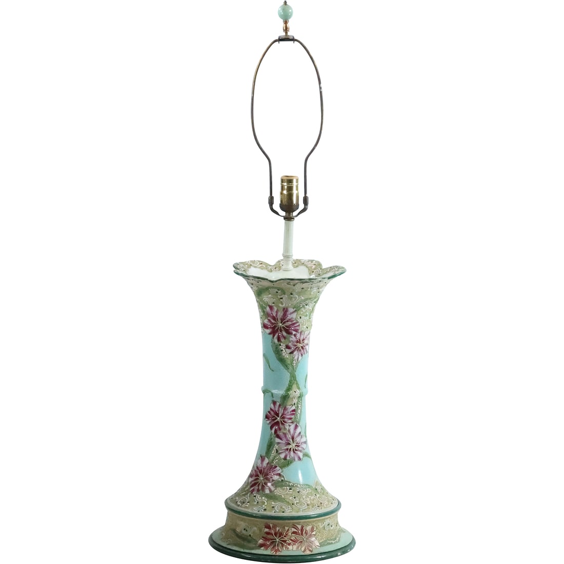 Circa 1920s MORIAGE Porcelain Tall Table Lamp 38 inches overall height (1 of 20)