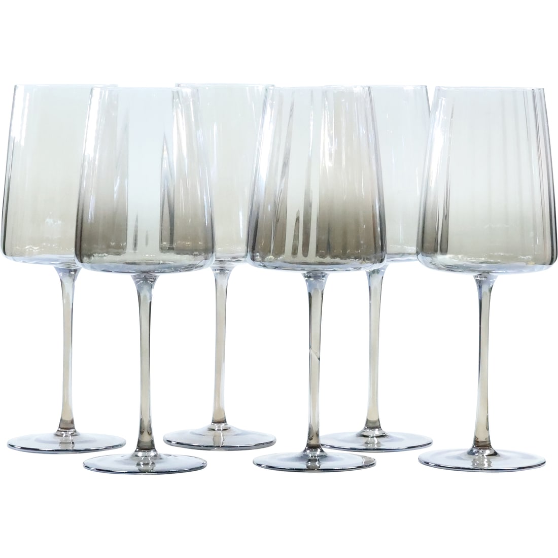 [6] Mid-Century Modern Smoked Glass Wine Stemware Glasses: [6] Mid-Century Modern Smoked Glass Wine Stemware Glasses. size: 9.25 x 3.25