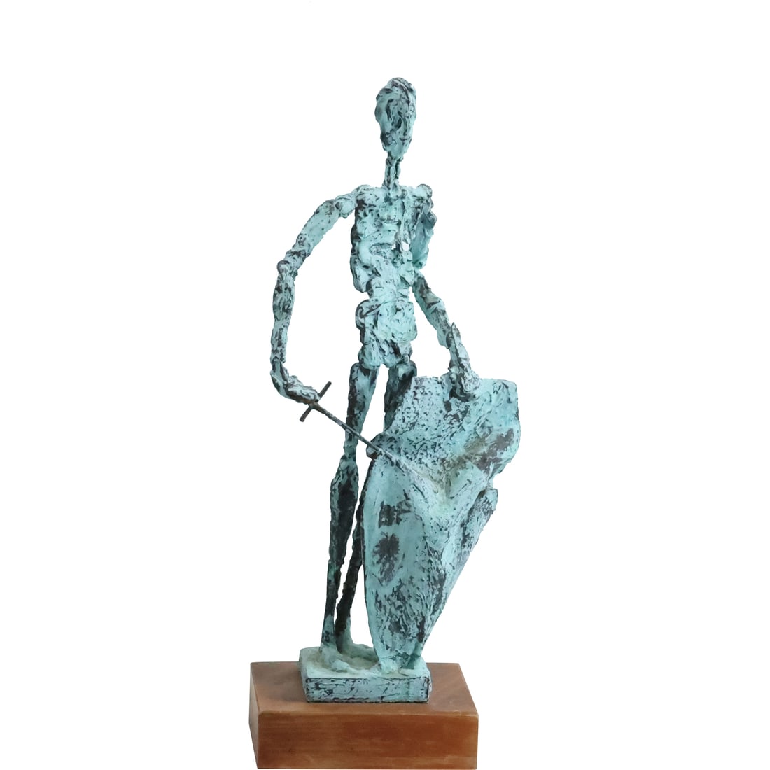 Large Mid-Century Modern Brutalist Stature Sculpture Man with Sword and Shield 22 in. height (1 of 20)