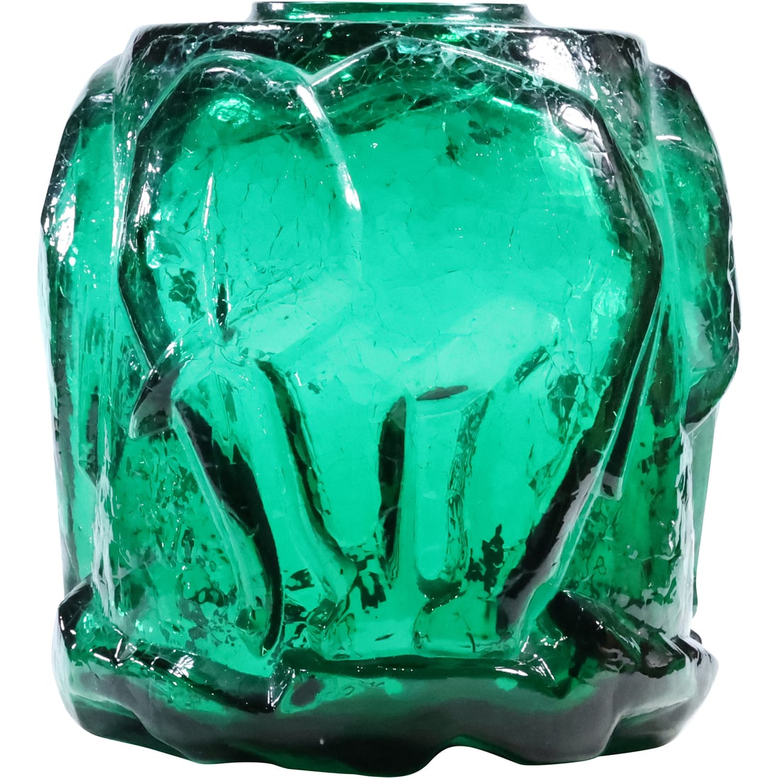 Antique French Art Deco Emerald Green Art Glass ELEPHANT Vase 9 in. height x 8 in. wide (1 of 19)