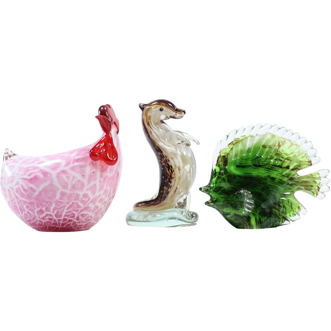 [3] Assorted Murano Italian Art Glass Animal Figure Sculptures: Rooster, Otter, Tropical Fish (1 of 20)