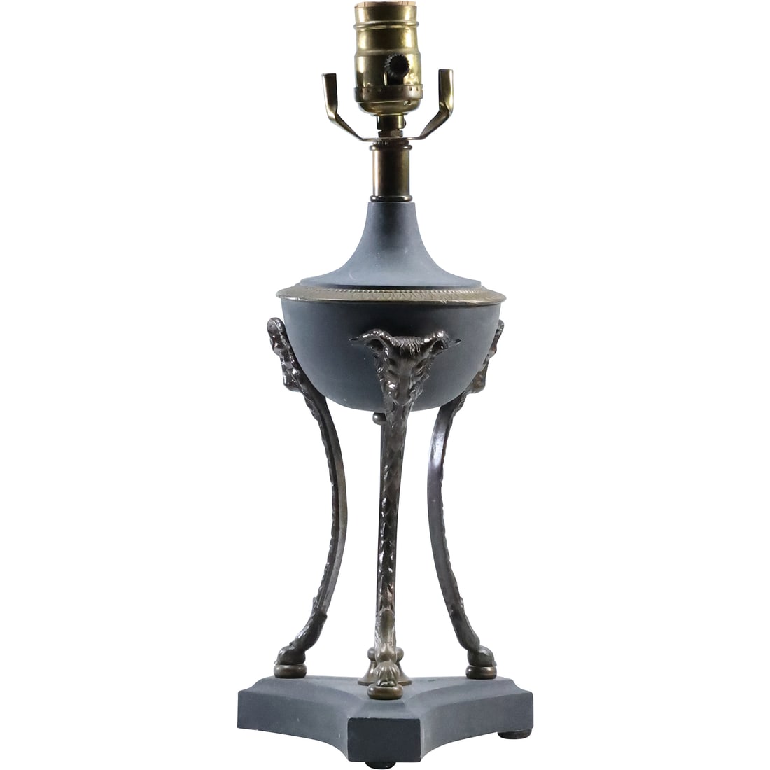 French Empire Metal and Bronze Rams Head Table Lamp Base  14.75 in. height x 6 in. wide (1 of 20)