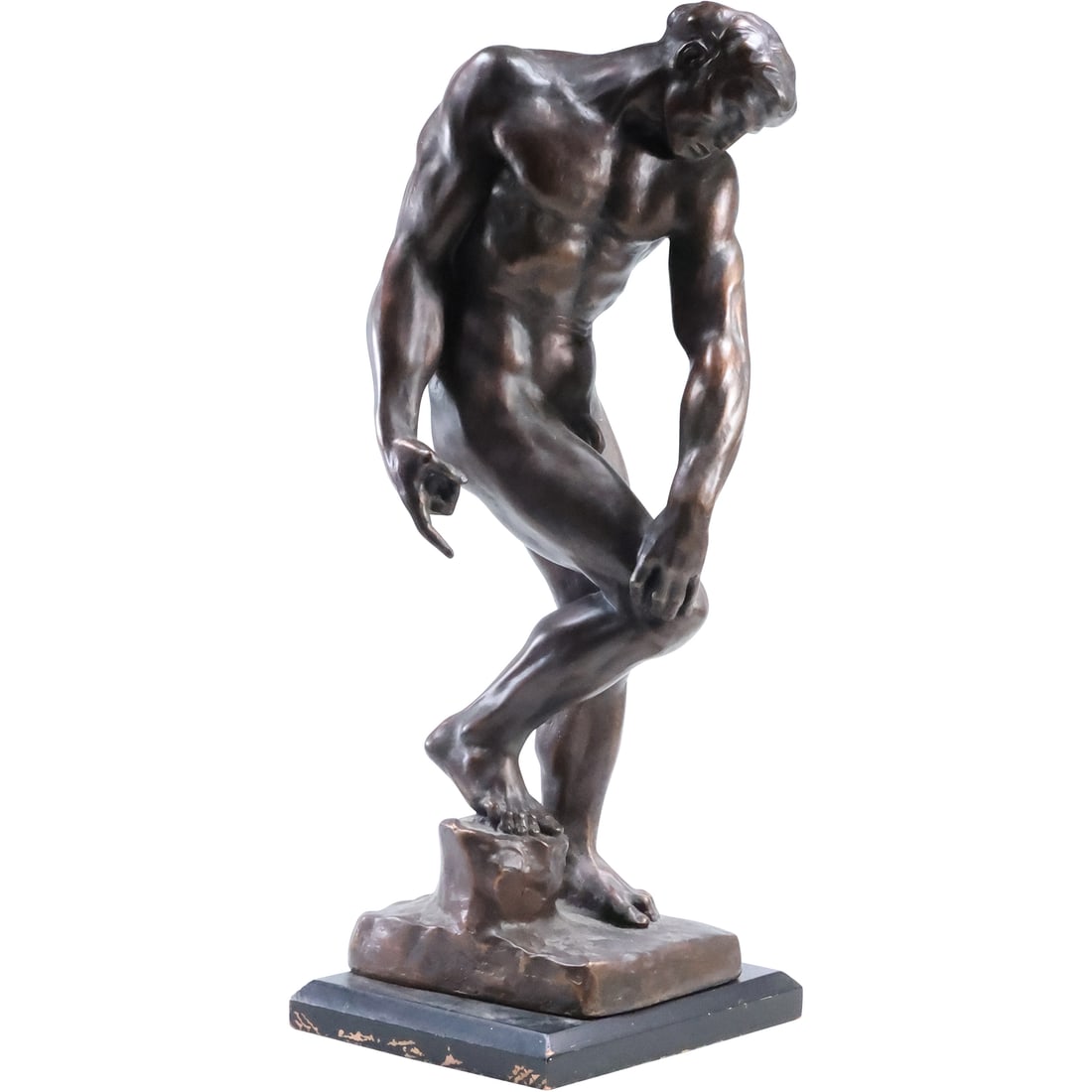 Biblical Adam from Gates of Hell Statue by Rodin, 18 inches height, Bonded Stone with Bronze Finish: Biblical Adam from Gates of Hell Statue by Rodin, 18 inches height, Bonded Stone with Bronze Finish. size: 18 x 6 x 7 - moves on base