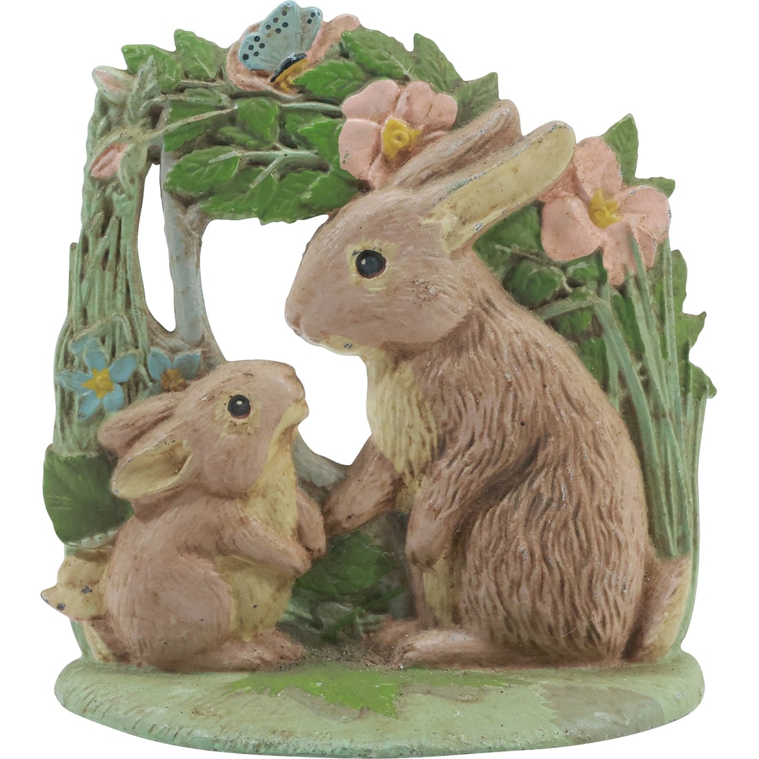 Novelty Cast Iron RABBITS Figurative Doorstop in Original Paint (1 of 18)