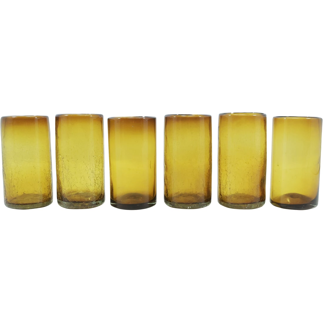 [6] Hand Blown Amber Glass Drinking Glasses Barware (1 of 16)