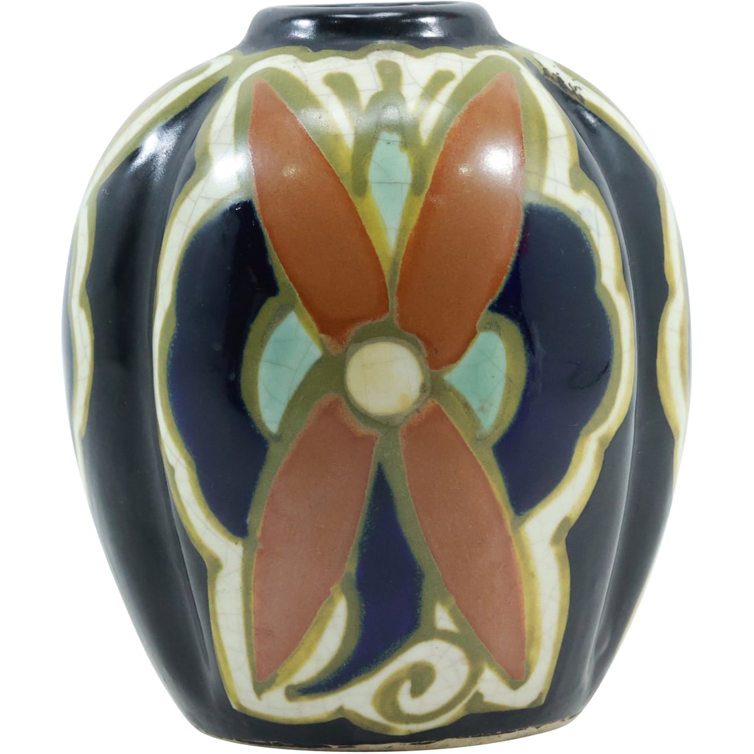 Vintage Satsuma Earthenware Art Deco Vase Made in Japan, 5 in. height x 4 in. wide (1 of 20)