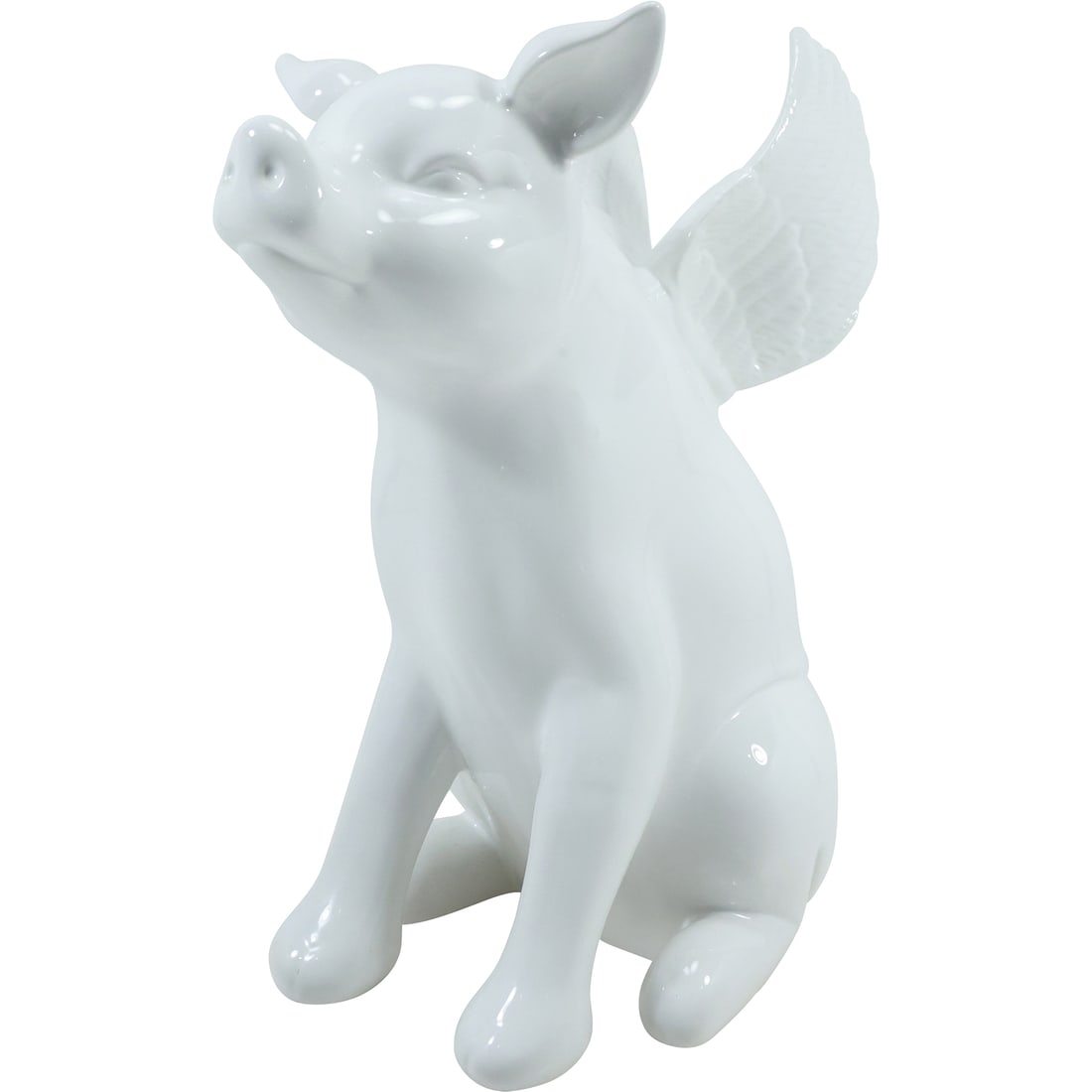 White Ceramic PIG WITH WINGS Figure Statue 13 in. height x 10 in. wide (1 of 19)