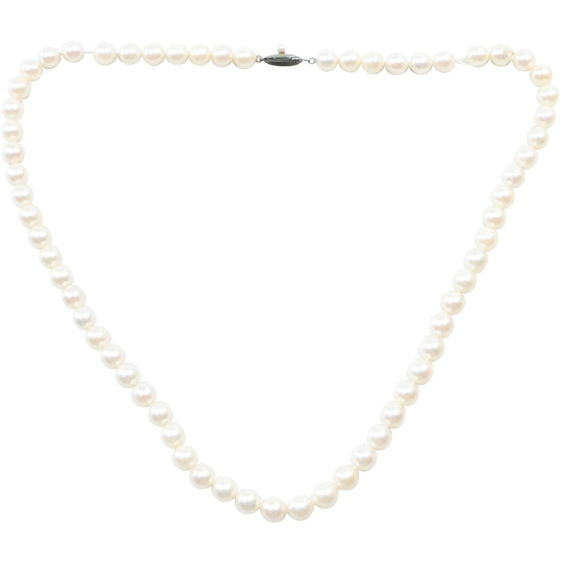 Genuine White Classic Freshwater Cultured Pearls Necklace, Clasp German Silver 22 in. x 3/8 in. (1 of 16)