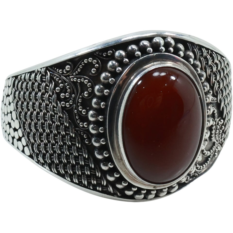 .925 Sterling Silver Carnelian Stone BA Indonesia Cuff Bracelet has Multi Designs, Beaded, Braided (1 of 15)