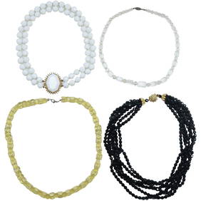 4 Assorted Vintage Glass Beads Necklaces: Yellow Glass Beads Necklace, 6-Strand Black Glass Jet Bead (1 of 20)