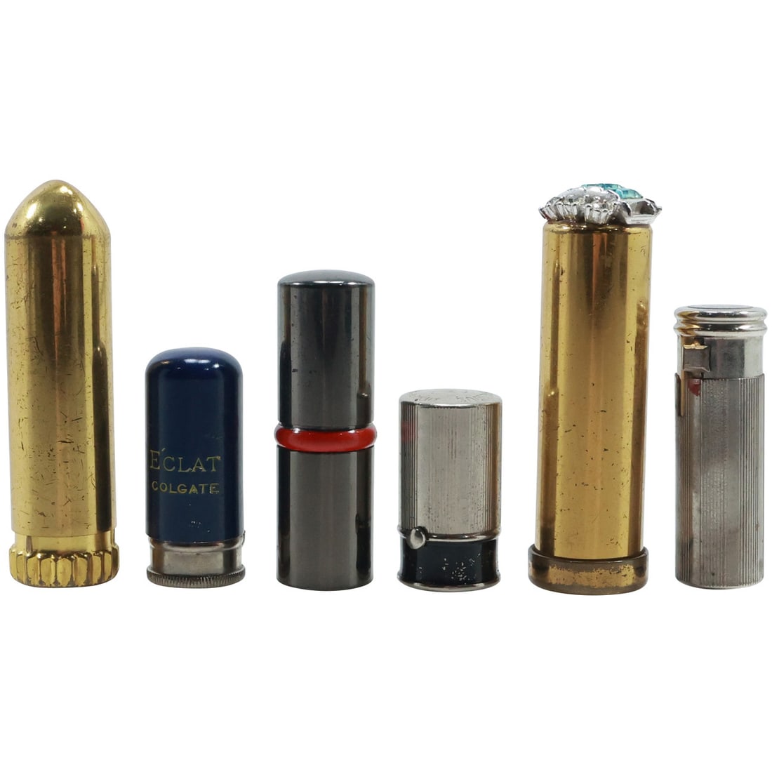 6 Assorted Vintage Lipstick Holders 2 1/2 in. x 5/8 in. to 1 1/8 in. x 5/8 in.: 6 Assorted Vintage Lipstick Holders 2 1/2 in. x 5/8 in. to 1 1/8 in. x 5/8 in.