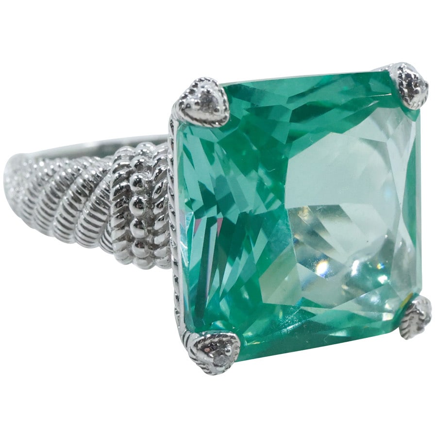 JUDITH RIPKA .925 Sterling Silver Stunning Cocktail Ring Iridescent Green Spinel Stone Ring Size 9 (1 of 19)