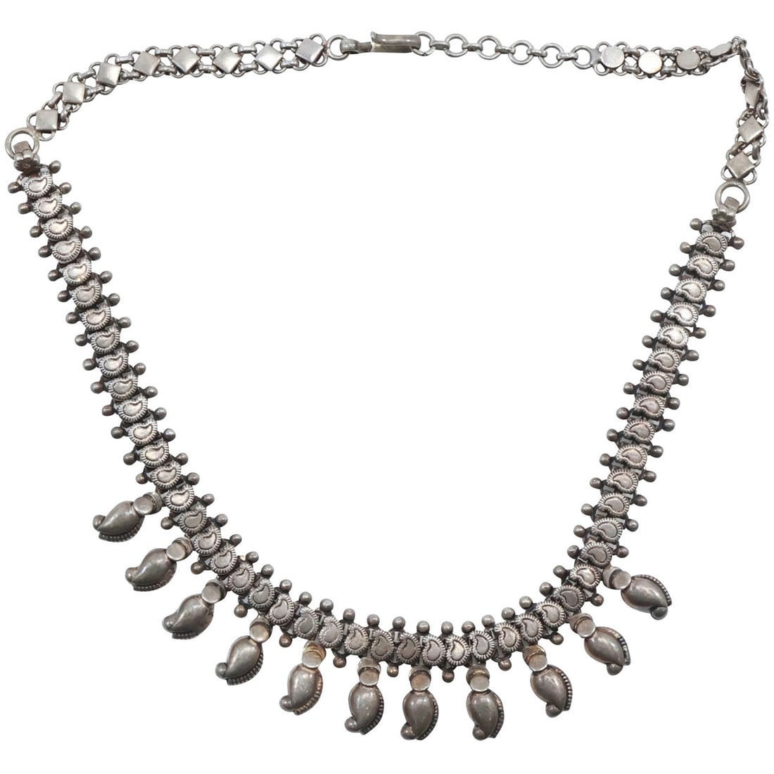 Sterling Silver American Indian [Navaho?] Hand Tooled Collar Necklace 18 in. x 1 in.: Sterling Silver American Indian [Navaho?] Hand Tooled Collar Necklace 18 in. x 1 in.