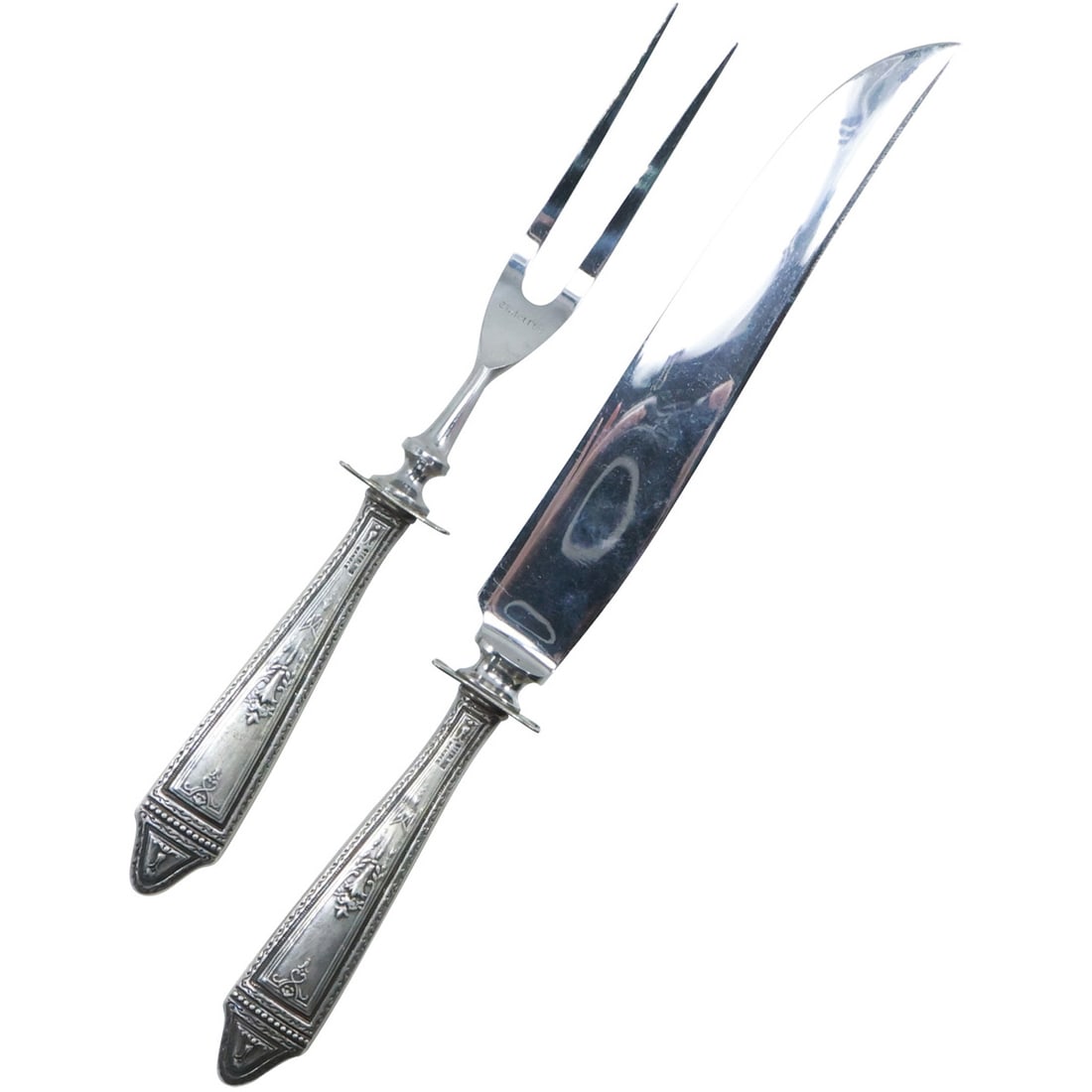 2 Piece Sterling Silver Handles Carving Fork and Knife Set (1 of 20)