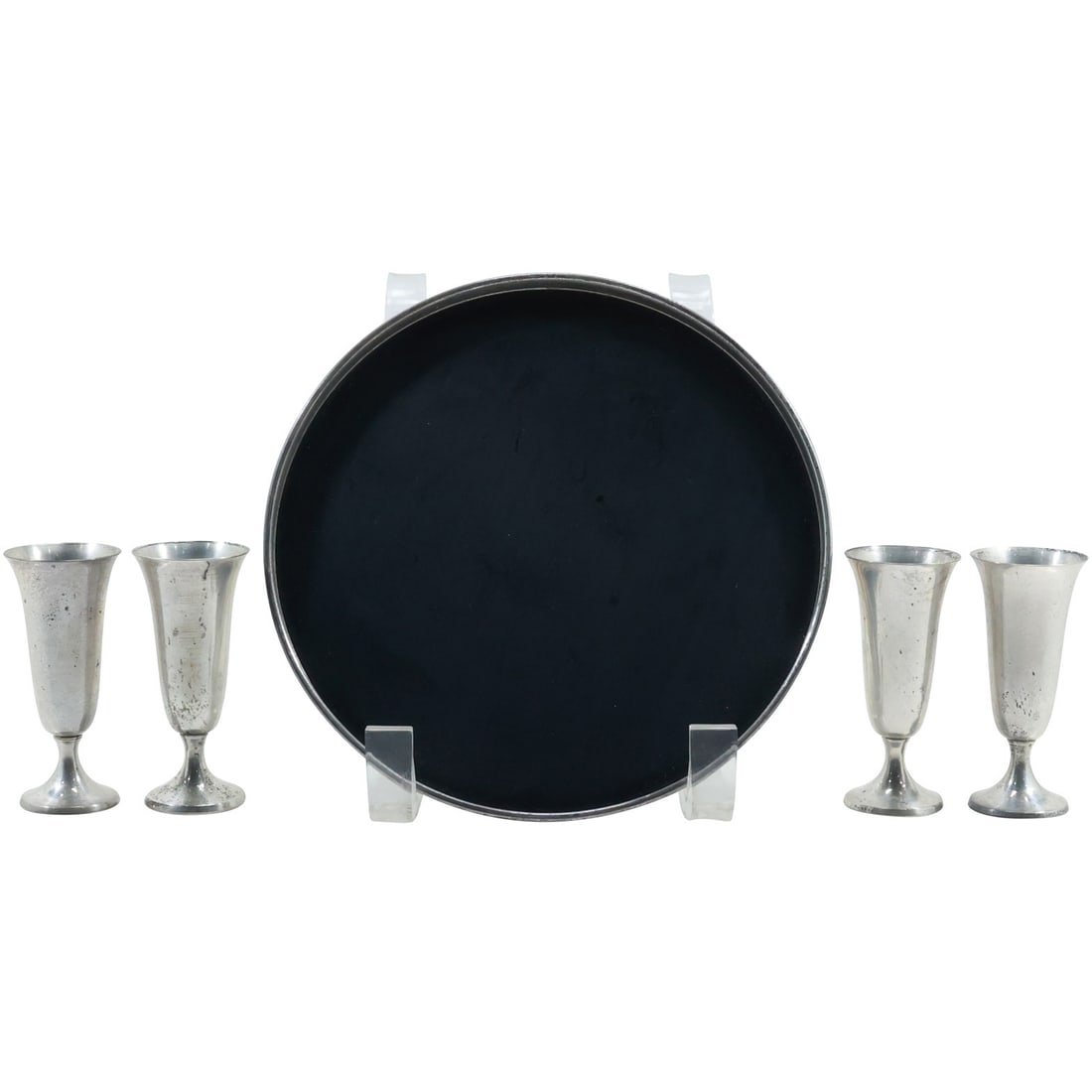 Gorham Sterling Silver Rim Round Trivet / Tray with 4 Gorham Sterling Silver Cups (1 of 19)