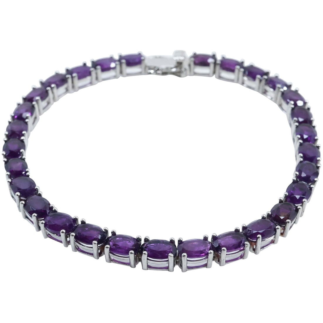 .925 Sterling Silver Purple Amethyst Tennis Bracelet 8 1/4 in. x 1/4 i. Quality Stones Deep Purple (1 of 15)