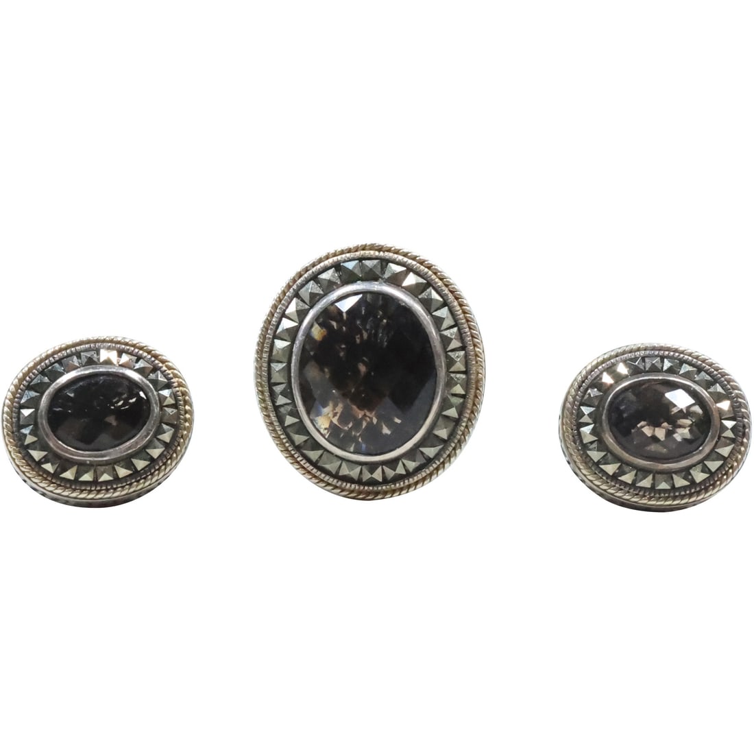 3 Piece Smoky Topaz TJM .925 Talisman Jewelers & Silversmiths Ring Size 8 & Matching Earrings (1 of 17)