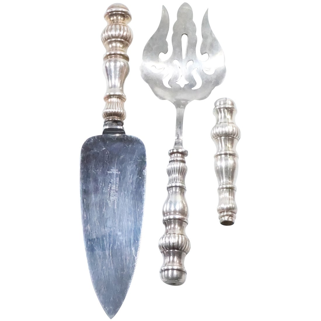 Sterling Silver Handles Hunt Hallmark Sheffield England Pie Server, Fork Server & Extra Handle (1 of 17)