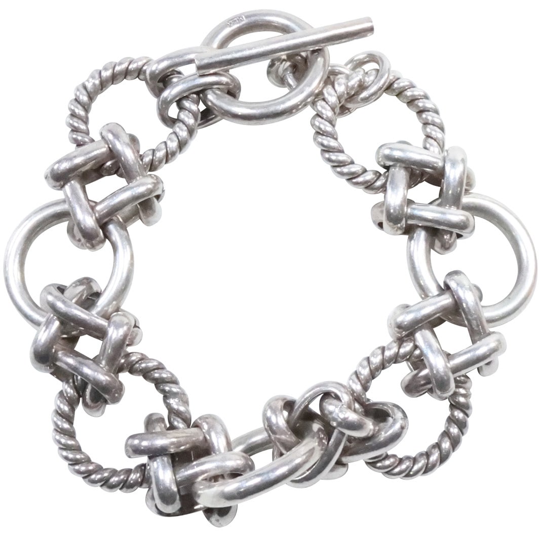 .950 Mexico "OXOXO" Heavy Quality Sterling Silver Bracelet weighs 87.3 grams (1 of 16)