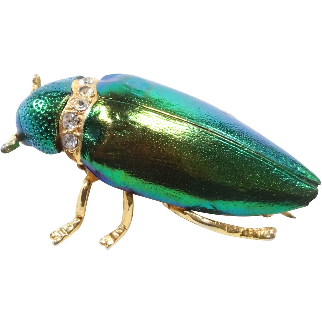 Green Opalescent  June Beetle Bug Figurative Costume Jewelry Pin  2 3/4 in. x 1 1/4 in. (1 of 13)