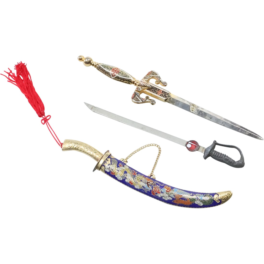 [3] "Sword"  Letter Openers: Enameled Sword; Dragon Cloisonne; World's Fair New York (1 of 17)