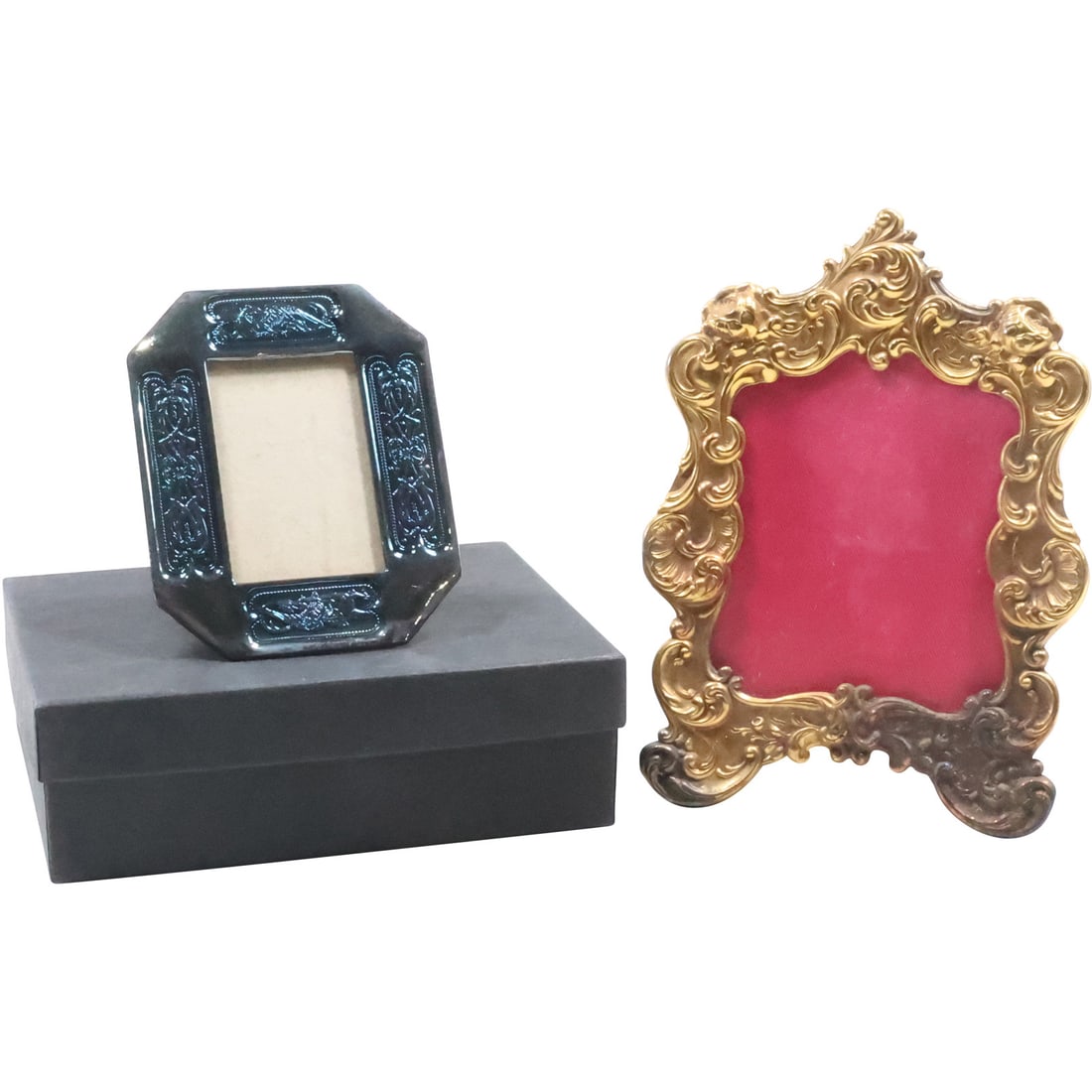 [2] Fancy Dresser Top Picture Frames: Bailey Banks & Biddle Frame in Original Box; Victorian Brass (1 of 19)