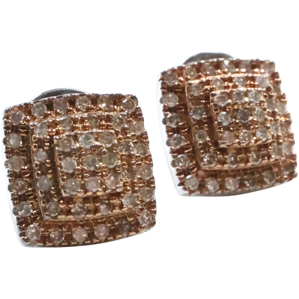 .925 Sterling Silver MLDTH with Diamonds Stud Earrings 3/8 in. x 3/8 in.: .925 Sterling Silver MLDTH with Diamonds Stud Earrings 3/8 in. x 3/8 in.