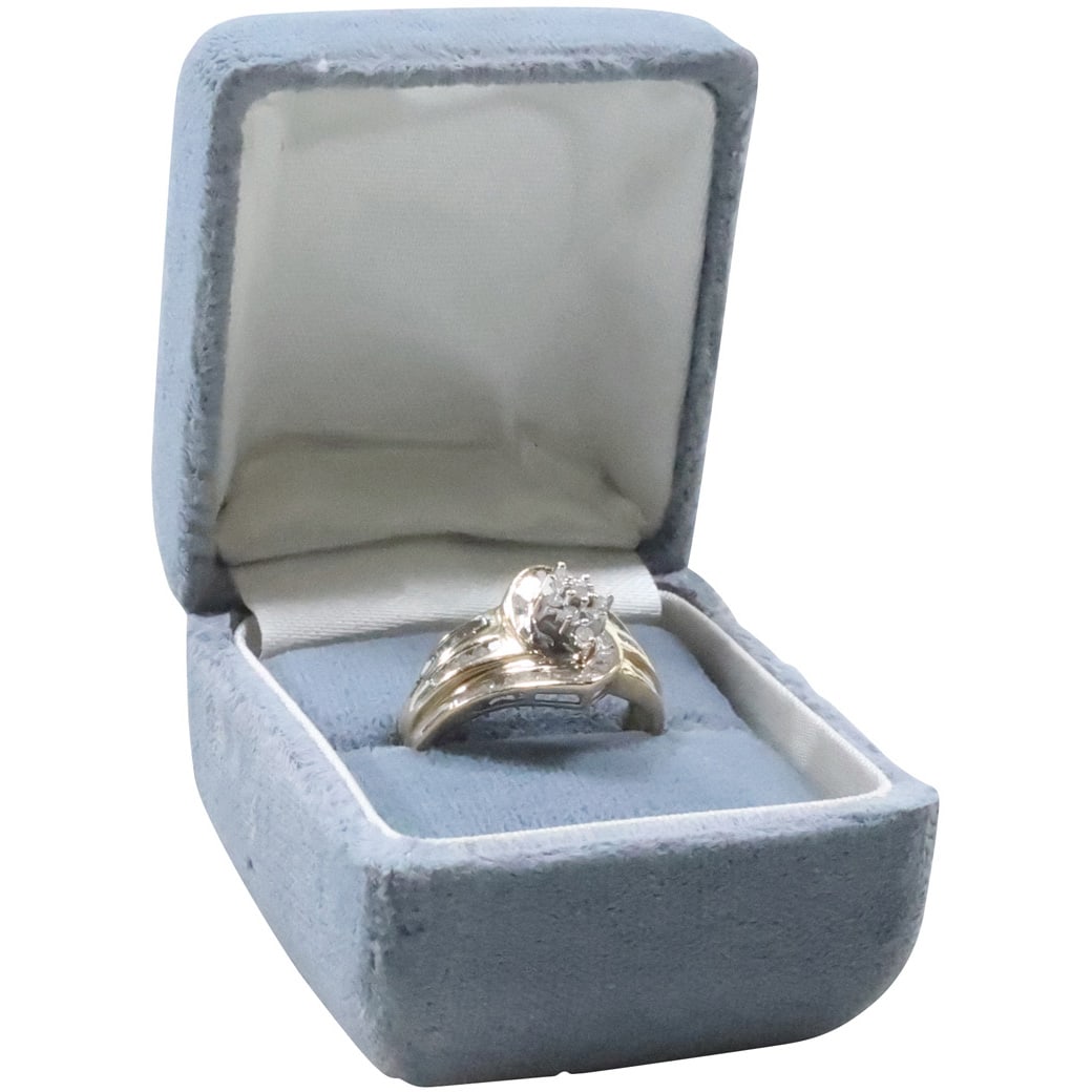 10K GOLD Diamond Wedding Cocktail Ring Size 7,  7/8 in. x 5/8 in. (1 of 13)