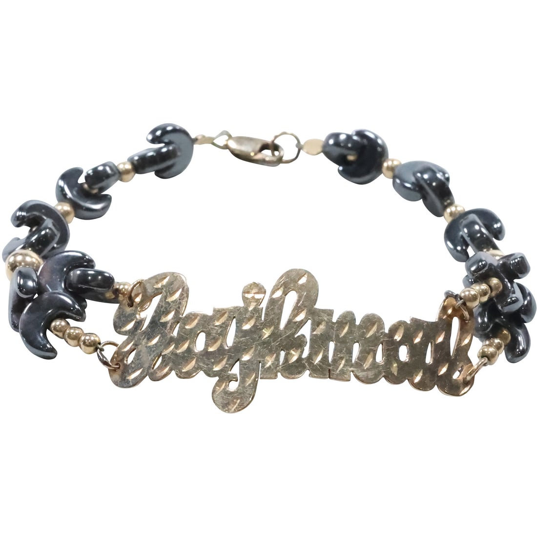 14 K GOLD Hematite Jay Jajhmal 14K GOLD Beads Bracelet, Clasp GF: 14 K GOLD Hematite Jay Jajhmal 14K GOLD Beads Bracelet, Clasp GF