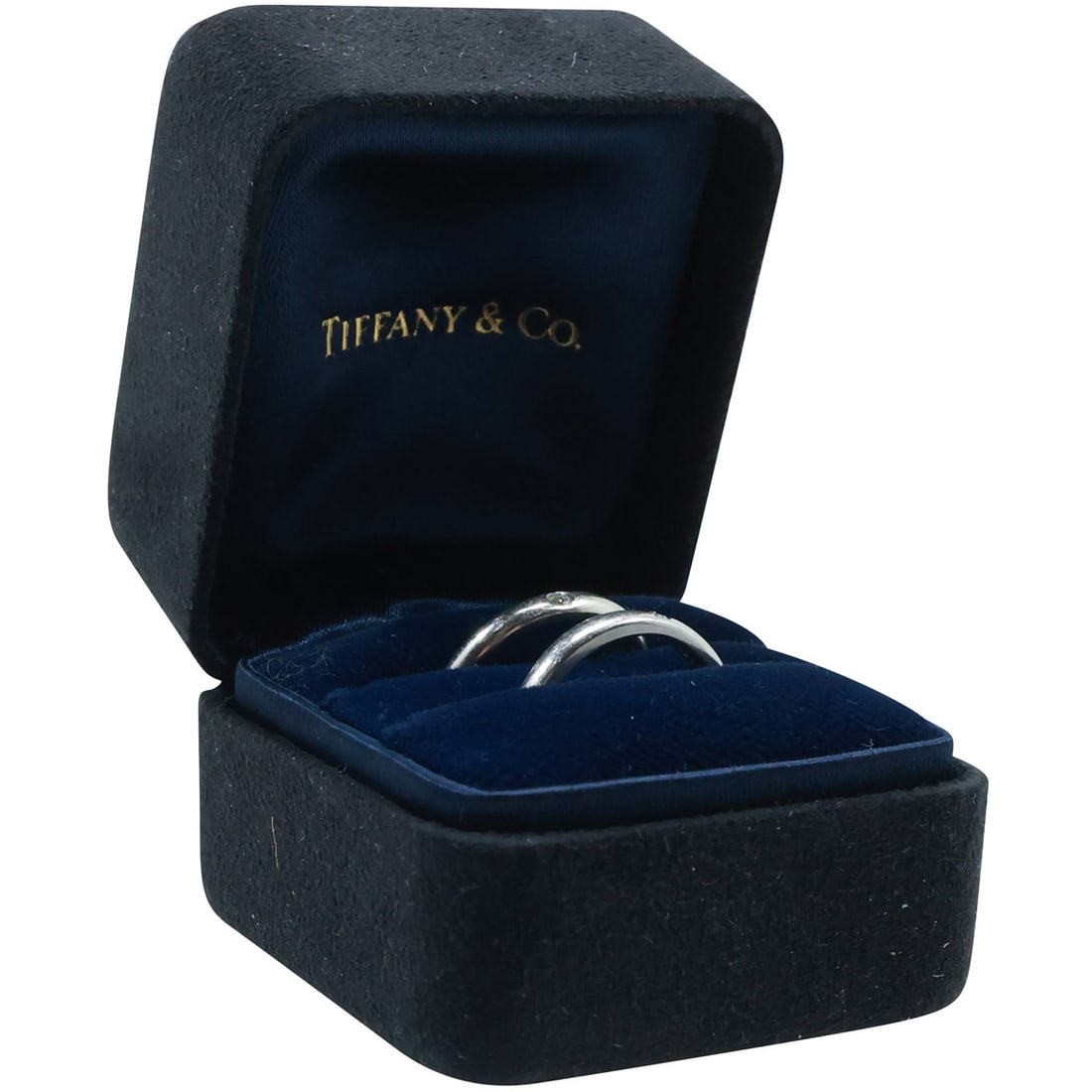 TIFFANY & CO Elsa Peretti PT 950 His and Hers Platinum Rings with Diamonds, Sizes 4 & 3 (1 of 15)