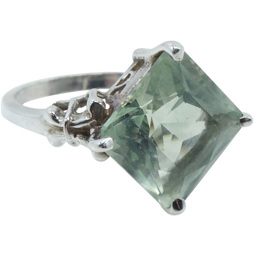 .925 Sterling Silver with Elbaite [Tourmaline Group] Victorian Setting Ring Size 7 , 1/2 in. x 1/2 i (1 of 16)