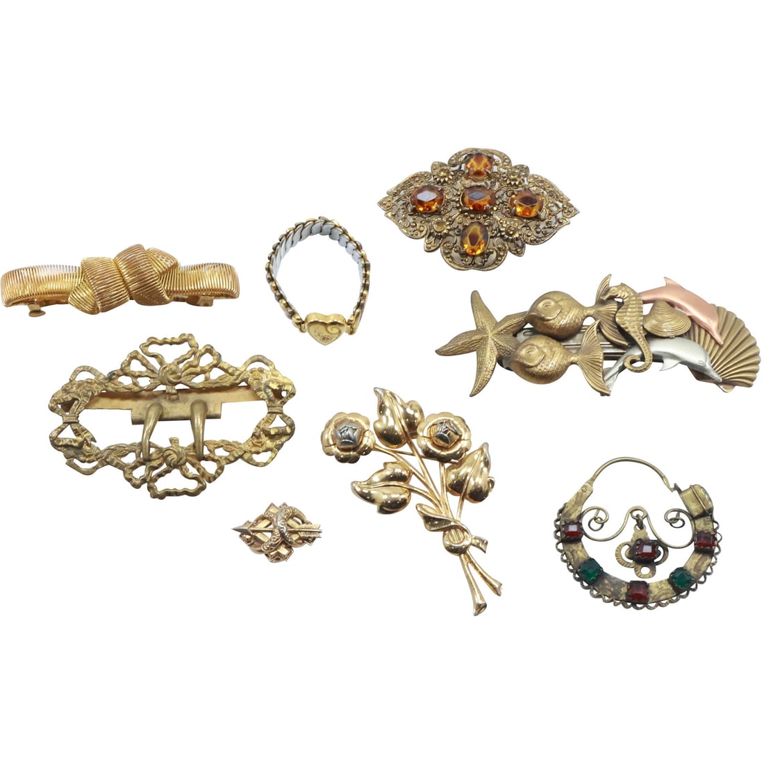 Estate Grouping 8 Assorted: Victorian Buckle, Faux Tortoise Victorian Pin, Arrow Pin Victorian, (1 of 20)