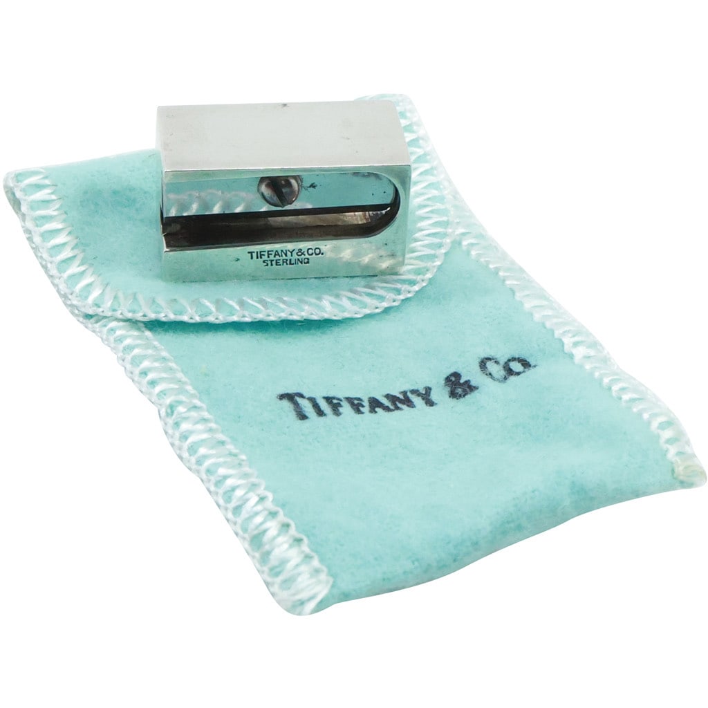 TIFFANY & CO Sterling Silver Pencil Sharpener 1 in. x 5/8 in with fabric pouch (1 of 13)