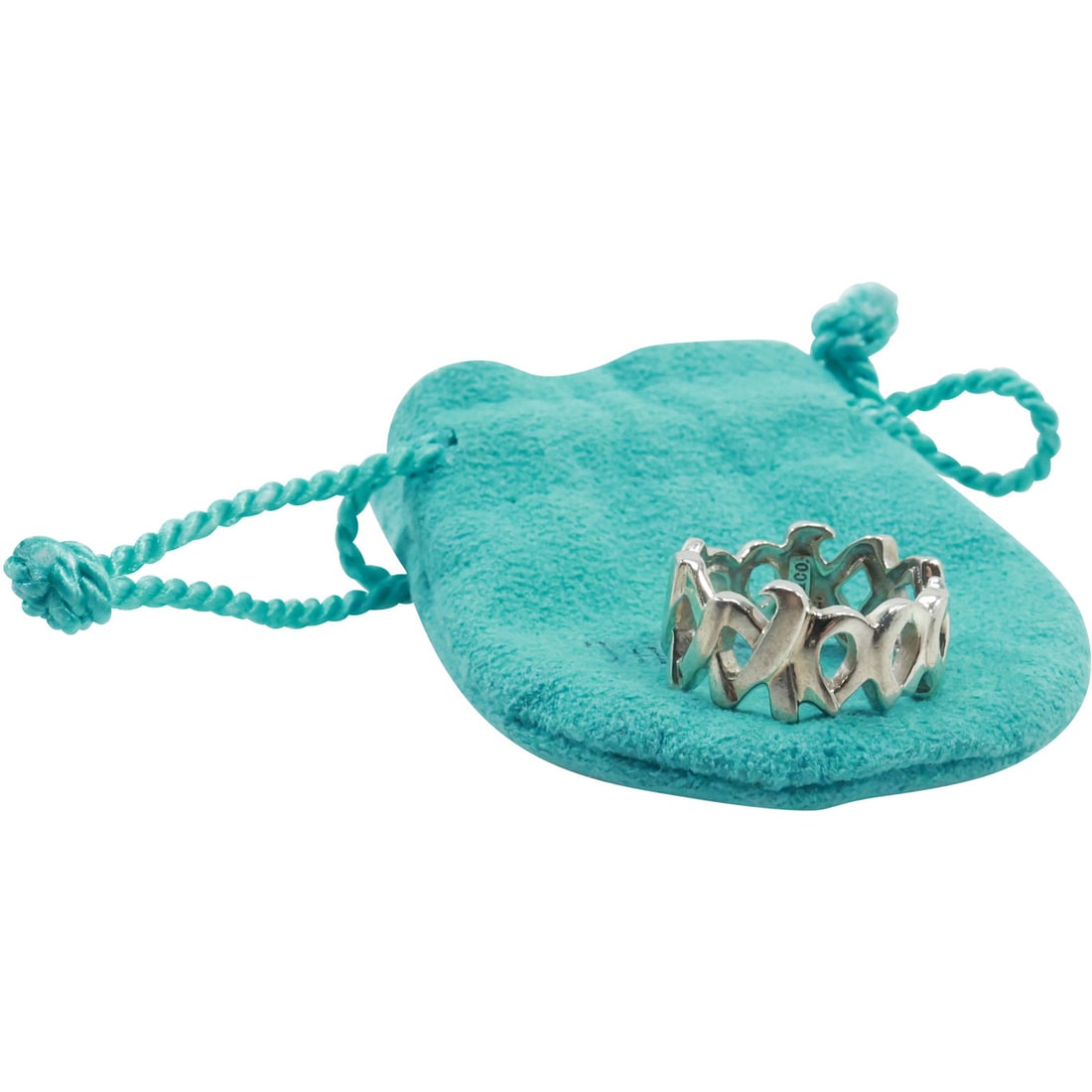 TIFFANY & CO, T & CO .925 Sterling Silver Paloma Picasso XXOO Ring Size 6.5 , 7/8 in. x 3/8 in.: TIFFANY & CO, T & CO .925 Sterling Silver Paloma Picasso XXOO Ring Size 6.5 , 7/8 in. x 3/8 in. ; with fabric pouch