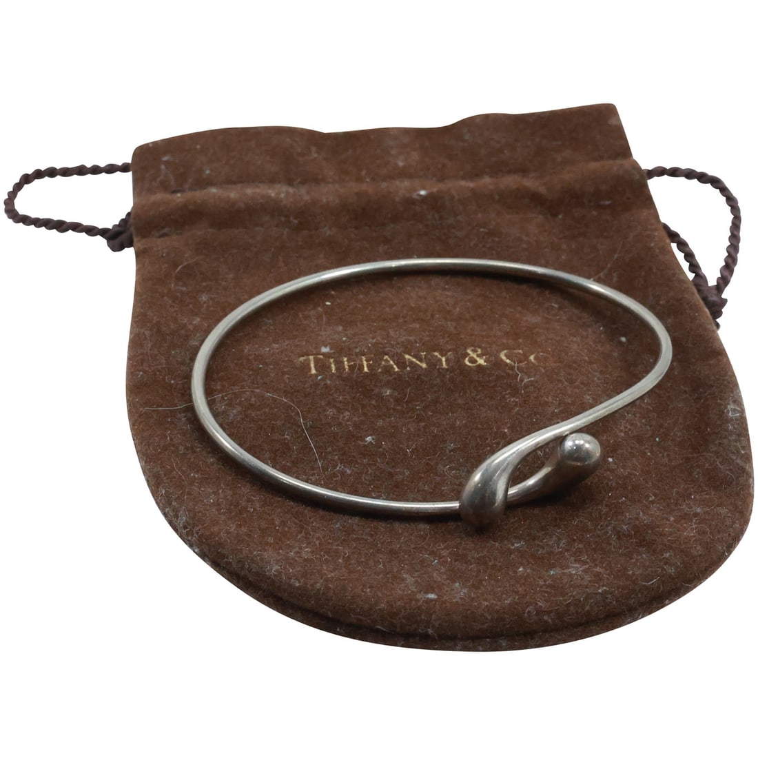 TIFFANY & CO Elsa Peretti .925 Spain Sterling Silver Elongated Tear Drop Bracelet 2 1/4 in. x 2 5/8 (1 of 15)