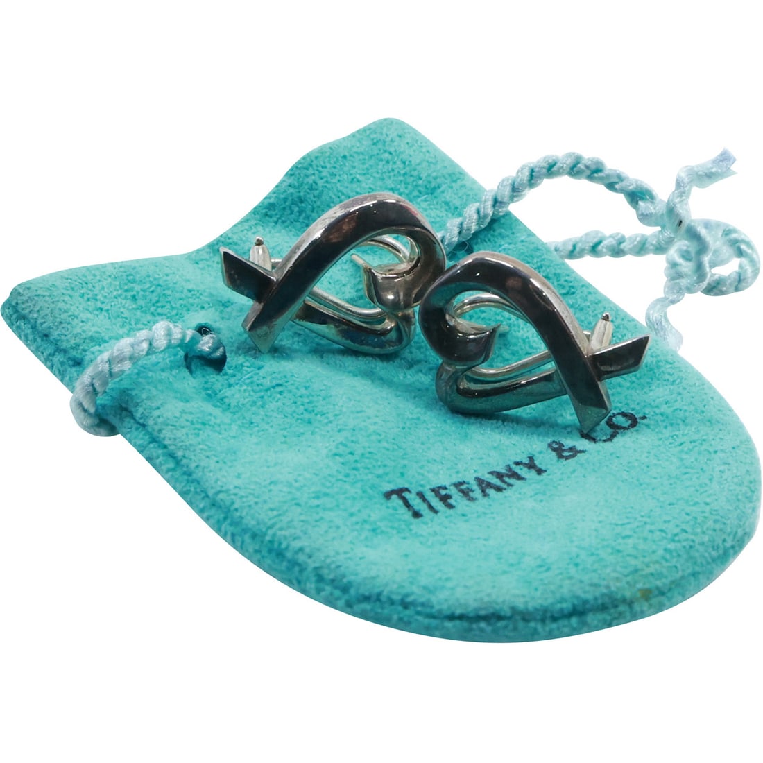 TIFFANY & CO Paloma Picasso .925 Sterling Silver Open Heart Earrings 3/4 in. x 5/8 in. (1 of 17)