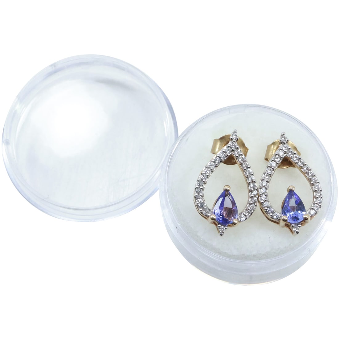 10K GOLD Tanzanite and Diamonds Beautiful Drop Evening Earrings 1.6 dwt (1 of 14)