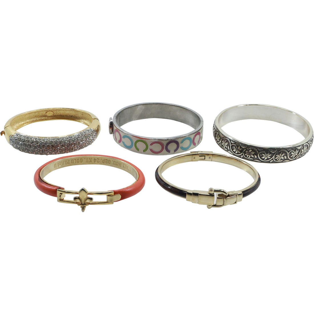 5 Assorted Designer Bangle Bracelets: Brighton, Givenchy, Fossil, Coach, Italy (1 of 20)