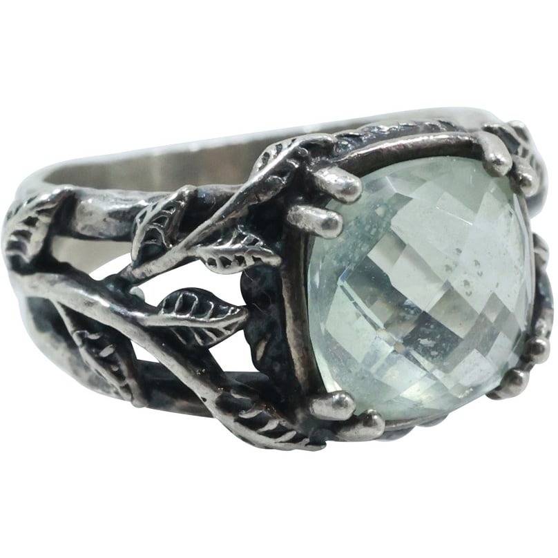 Israel .925 Sterling Silver with Aquamarine Ring Size 7 , 7/8 in. x 1/2 in. (1 of 16)