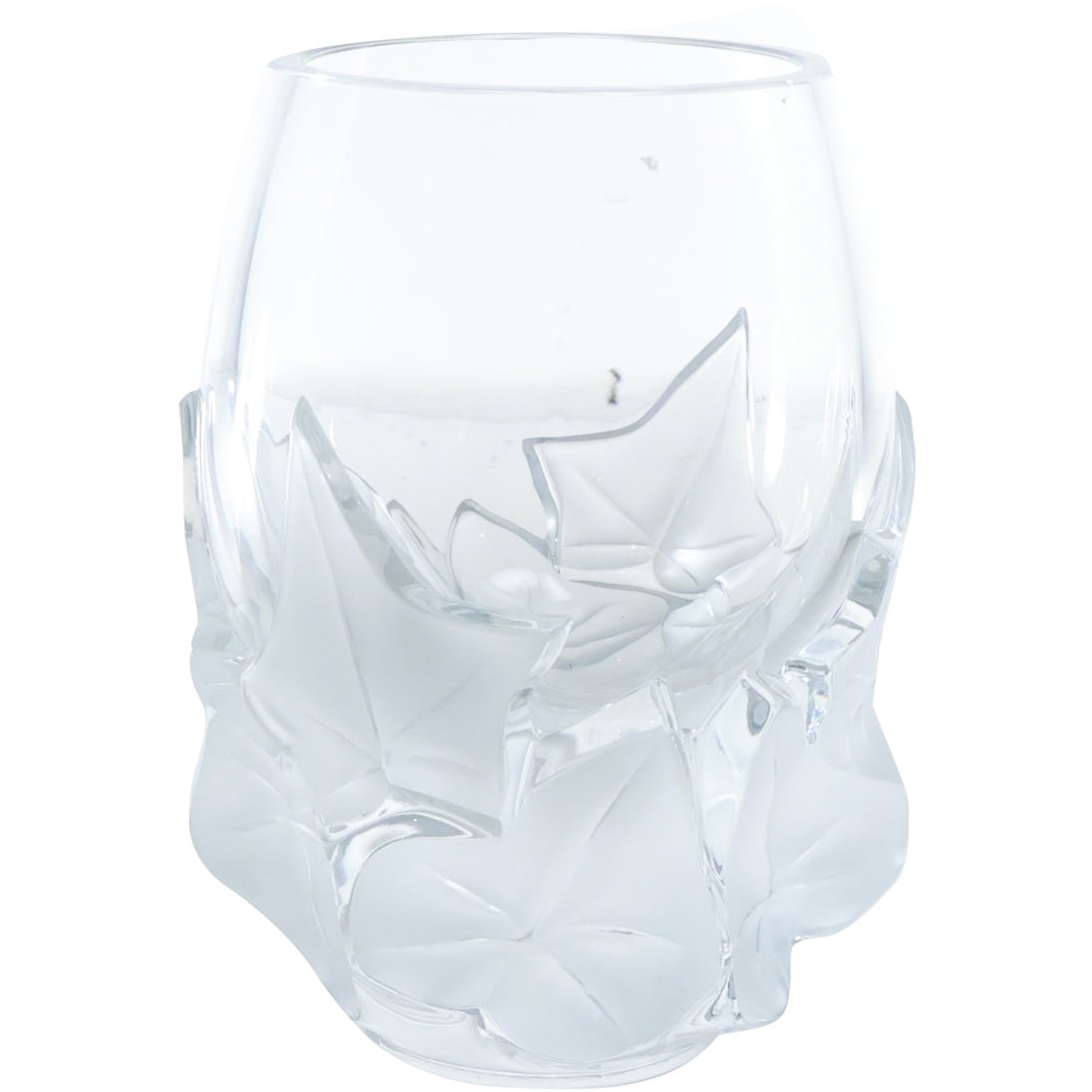 Signed LALIQUE FRANCE Hadera Ivy Leaf Frosted Crystal Glass Vase 7 in. height x 5 in. wide (1 of 20)