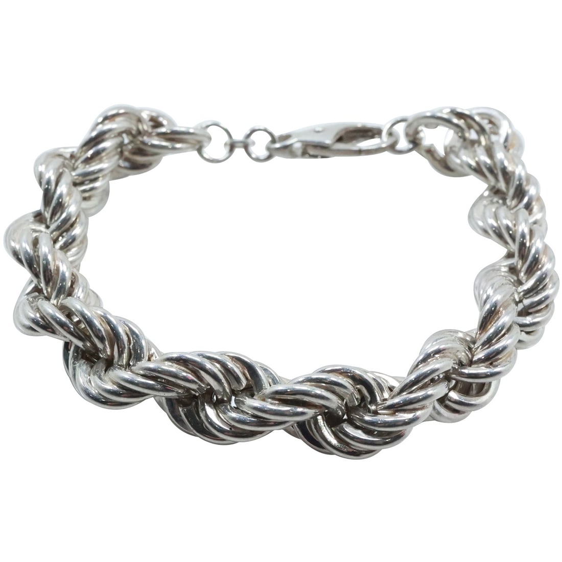 .925 Sterling Silver Italy Rope Twist Bracelet 8 1/4 in. x 1/2 in. (1 of 15)