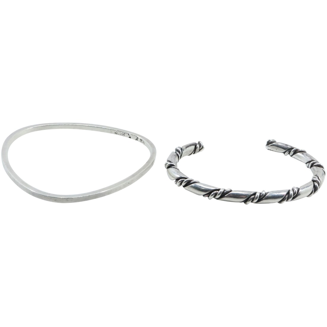[2] .925 Sterling Silver Mexico Bracelet &  Sterling Rope Twist Cuff Bracelet weighs 43.8 grams (1 of 20)